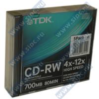  CD-RW 700Mb TDK 10/12x Slim (5)